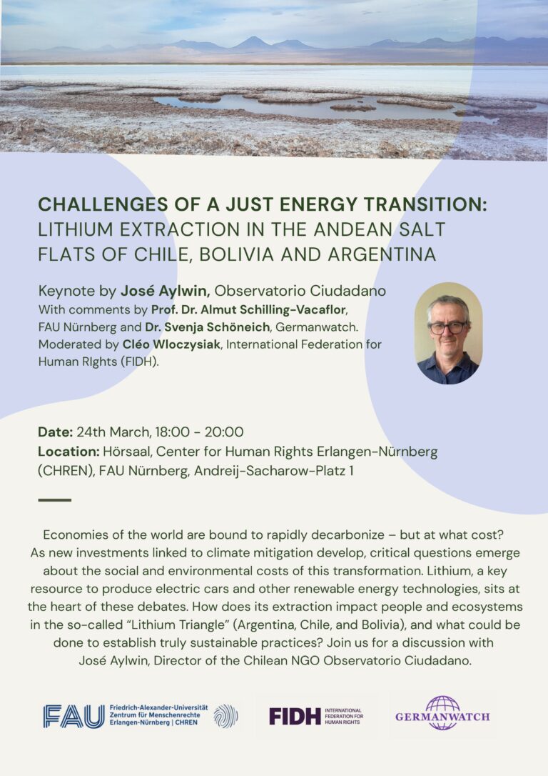 Challenges of a just energy transition: Lithium extraction in the Andean Saltflats of Chile, Bolivia and Argentina